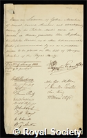 Lindenau, Bernhard August von: certificate of election to the Royal Society