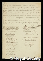 Pontecoulant, Philippe Gustave Doulcet de: certificate of election to the Royal Society