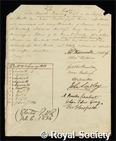 Reeves, John Russell: certificate of election to the Royal Society