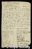 Sykes, William Henry: certificate of election to the Royal Society