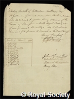 Ansell, Charles: certificate of election to the Royal Society