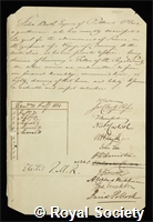 Booth, Sir Felix: certificate of election to the Royal Society