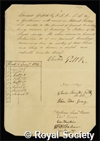 Griffith, Edward: certificate of election to the Royal Society