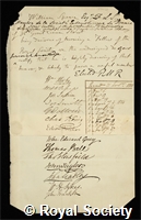 Spence, William: certificate of election to the Royal Society