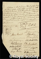 Elliot, Sir George: certificate of election to the Royal Society
