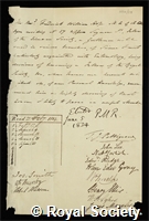 Hope, Frederick William: certificate of election to the Royal Society