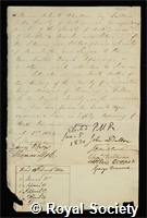 Whatton, William Robert: certificate of election to the Royal Society