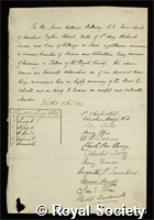 Bellamy, James William: certificate of election to the Royal Society