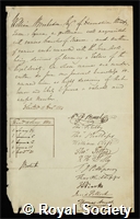 Brockedon, William: certificate of election to the Royal Society
