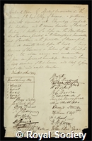 Owen, Sir Richard: certificate of election to the Royal Society
