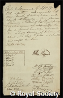 Saumarez, Richard: certificate of election to the Royal Society
