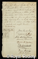 Tynte, Charles John Kemeys: certificate of election to the Royal Society