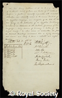 Tattam, Henry: certificate of election to the Royal Society