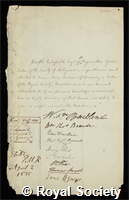 Delafield, Joseph: certificate of election to the Royal Society