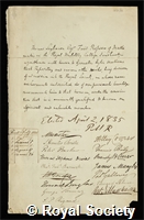 Leybourn, Thomas: certificate of election to the Royal Society