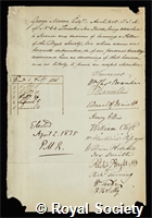 Moore, George: certificate of election to the Royal Society
