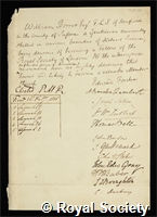 Borrer, William: certificate of election to the Royal Society