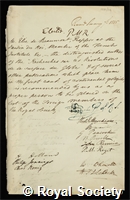 Beaumont, Jean Baptiste Armand Louis Leonce Elie de: certificate of election to the Royal Society