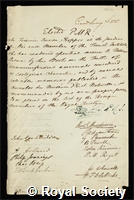 Cuvier, Frederic: certificate of election to the Royal Society