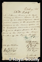 Flourens, Marie Jean Pierre: certificate of election to the Royal Society