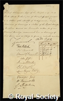 Alexander, Robert: certificate of election to the Royal Society