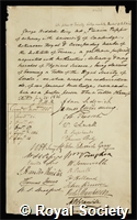 Airy, Sir George Biddell: certificate of election to the Royal Society