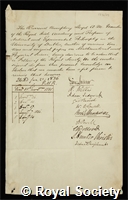 Lloyd, Humphrey: certificate of election to the Royal Society