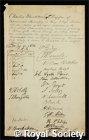 Wheatstone, Sir Charles: certificate of election to the Royal Society
