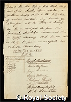 Baillie, David: certificate of election to the Royal Society