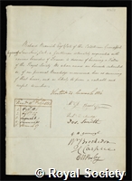 Beamish, Richard: certificate of election to the Royal Society