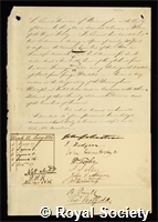 Thomason, Sir Edward: certificate of candidature for election to the Royal Society