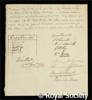 Wood, William Page, Baron Hatherley: certificate of election to the Royal Society