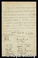 Cabbell, Benjamin Bond: certificate of election to the Royal Society