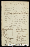 Solly, Samuel: certificate of election to the Royal Society