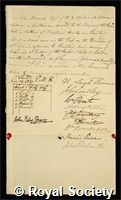 Burnet, John: certificate of election to the Royal Society