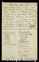 Royle, John Forbes: certificate of election to the Royal Society