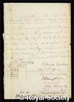 Wellsted, James Raymond: certificate of election to the Royal Society