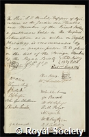 Mirbel, Charles Francois Brisseau: certificate of election to the Royal Society