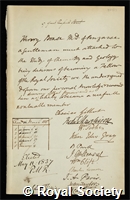 Boase, Henry Samuel: certificate of election to the Royal Society