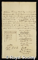 Clark, William Tierney: certificate of election to the Royal Society