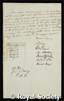 Carson, James: certificate of election to the Royal Society