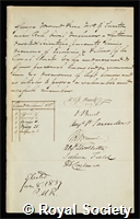 Frere, George Edward: certificate of election to the Royal Society