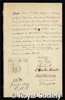 Portlock, Joseph Ellison: certificate of election to the Royal Society