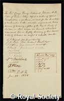 Johnson, George Henry Sacheverell: certificate of election to the Royal Society