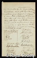 Porter, George Richardson: certificate of election to the Royal Society