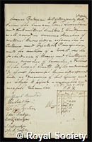 Bateman, James: certificate of election to the Royal Society