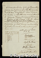 Wilson, Alexander: certificate of election to the Royal Society