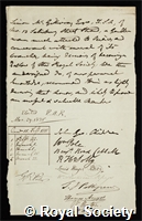 McGillivray, Simon: certificate of election to the Royal Society