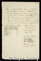 Burnet, Thomas: certificate of election to the Royal Society
