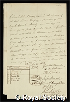 Briggs, John: certificate of election to the Royal Society